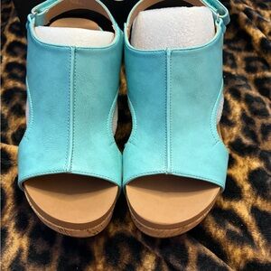 Corkys Turquoise Wedge Sandals